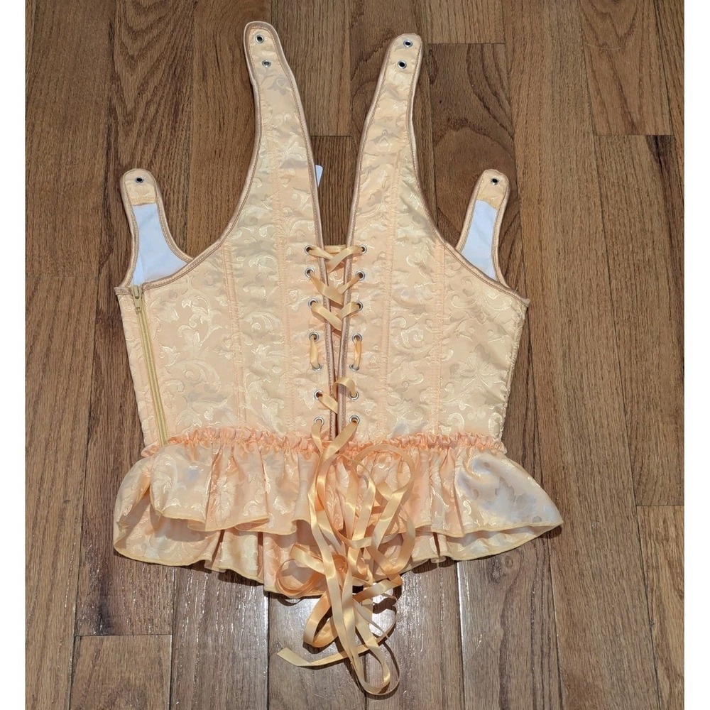 Coquette Fairycore Butter Yellow Corset Top Ruffle Lace Up Romantic